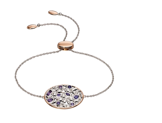 Picture of Silver Contrast Shape Oval Toggle Bracelet With Purple CZ