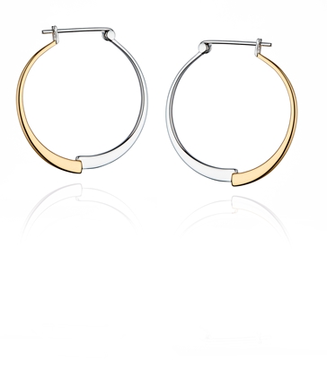 Picture of Mixed Metal Sleek Hoop Earrings