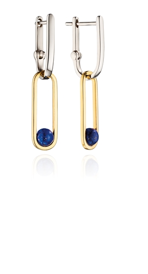 Picture of Drop Hoop Earrings With Blue Lapis Agate