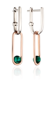 Picture of Drop Hoop Earrings With Malachite