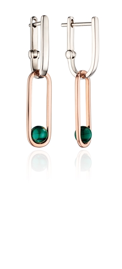 Picture of Drop Hoop Earrings With Malachite