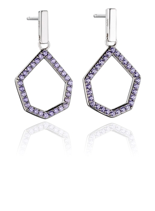 Picture of Lilac Pave Open Shape Earrings