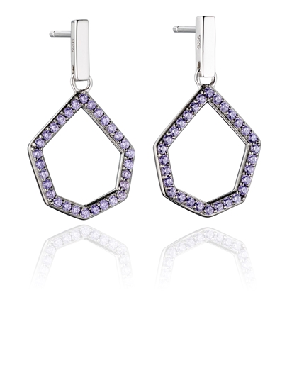 Picture of Lilac Pave Open Shape Earrings