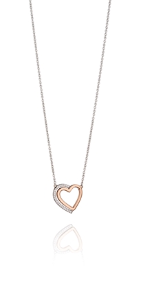 Picture of Two Tone Heart Necklace With Pave Shadow