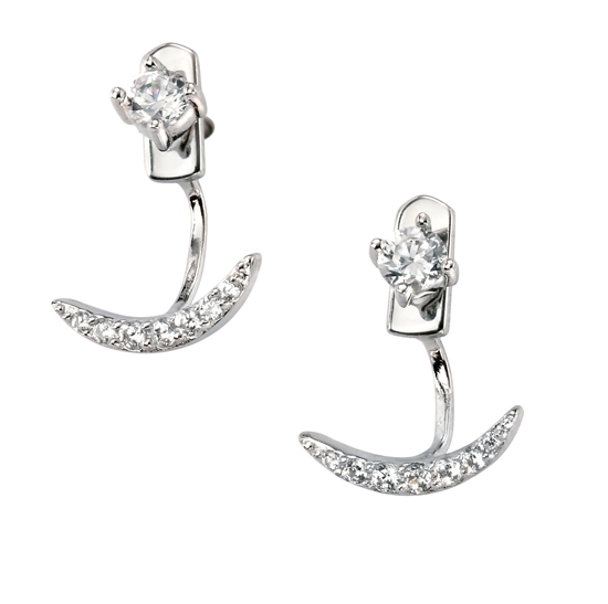 Picture of Rhodium Plated Clear CZ Half Moon Ear Jacket