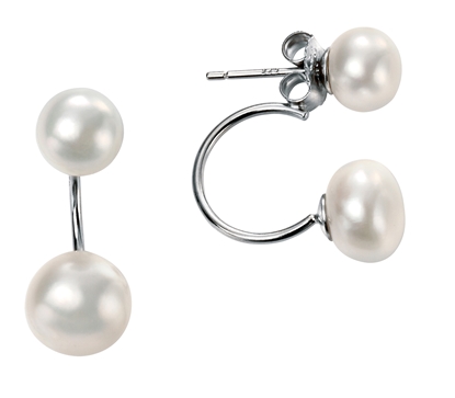 Picture of Double Freshwater Pearl Half Hoop Earrings