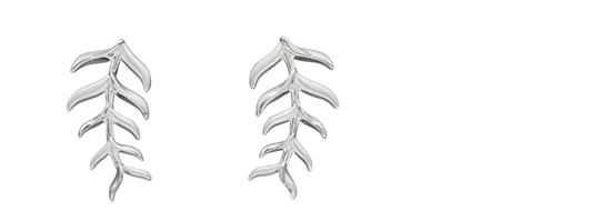 Picture of Plain Silver Fish Bone Crawler Earrings
