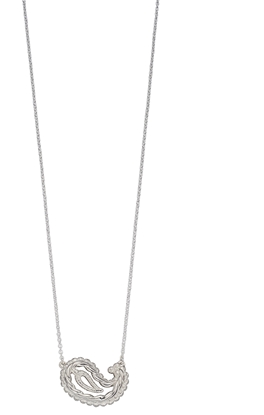 Picture of Silver Crochet Texture Paisley Necklace