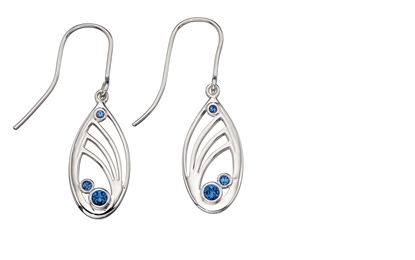 Picture of Silver Quilling Design Swarovski Sapphire Earrings