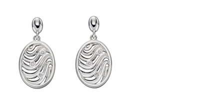 Picture of Oval Wave Cut Out CZ Earrings