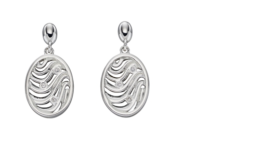 Picture of Oval Wave Cut Out CZ Earrings