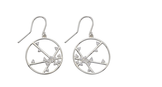 Picture of Silver CZ Spider Web Design Earrings