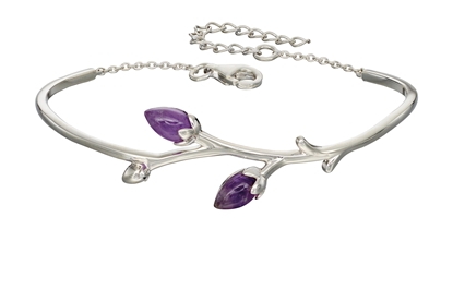 Picture of Silver Rose Bud Amethsyt Bangle