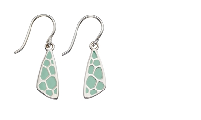 Picture of Green Enamel Wing Pattern Earrings