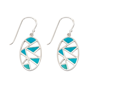 Picture of Oval Cut Out Turquoise Inlay Earrings