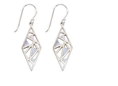 Picture of Diamond Cut Out Mother Of Pearl Inlay Earrings