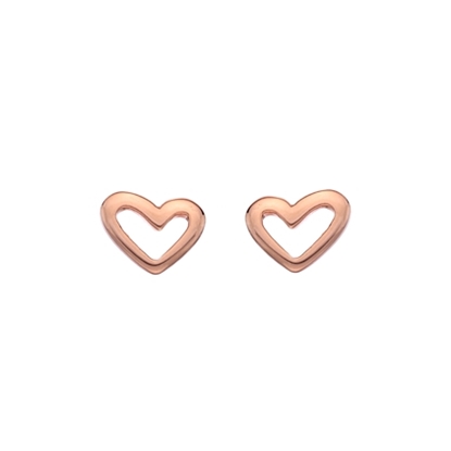 Picture of Silver quirky heart rose gold plated earring pair