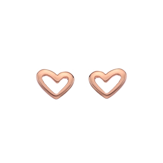 Picture of Silver quirky heart rose gold plated earring pair