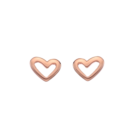 Picture of Silver quirky heart rose gold plated earring pair