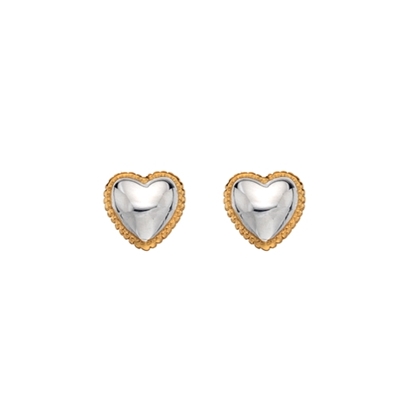 Picture of Silver heart with gold plated border earrings