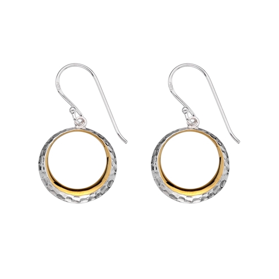 Picture of Silver & Yellow Gold Plate Circle Drop Earring