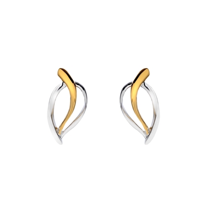 Picture of Silver & gold plated abstract leaf earring pair