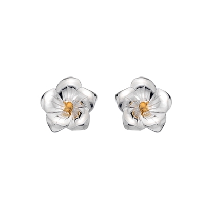 Picture of Silver and gold plated flower earring pair