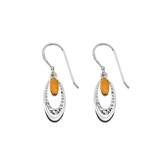Picture of Silver & Yellow Gold Plate Oval Drop Earring