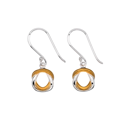 Picture of Silver & Yellow Gold Plate Knot Drop Earring