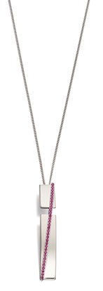 Picture of Pave Band Pendant In Silver & Pink CZ