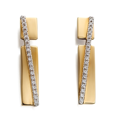 Picture of Pave Band Earrings In Yellow Gold & Clear CZ