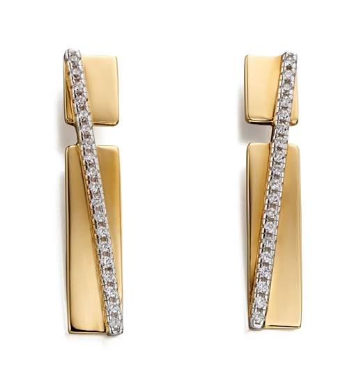 Picture of Pave Band Earrings In Yellow Gold & Clear CZ