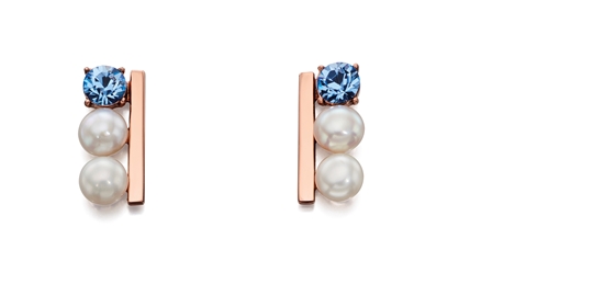 Picture of Cream Pearl And Semiprecious Row Earrings In Rose Gold
