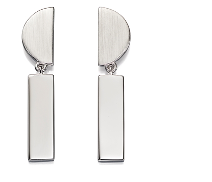 Picture of Textured Bar & Circle Silver Earrings