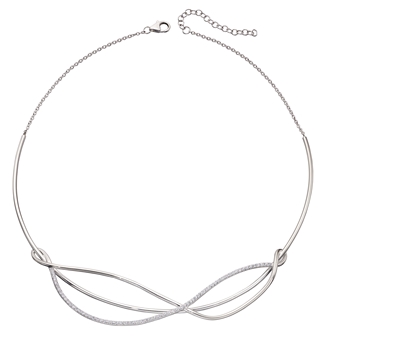 Picture of Sculptural 3D Necklace With Clear CZ