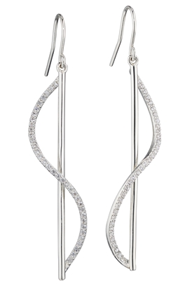 Picture of Sculptural 3D Earrings With Clear CZ