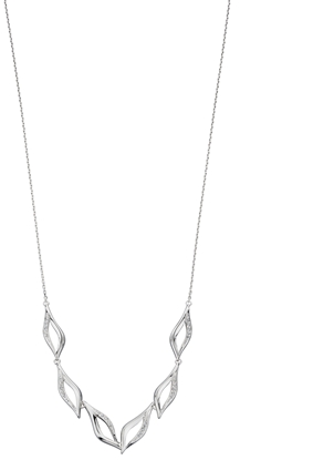 Picture of Plain Silver Organic Shaped Ruffle Statement Necklace CZ