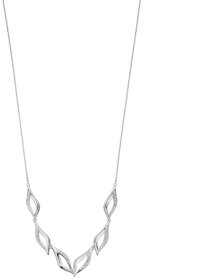 Picture of Plain Silver Organic Shaped Ruffle Statement Necklace CZ