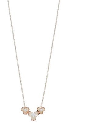 Picture of Mix Rose And Silver Pearl Flower Necklace
