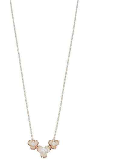 Picture of Mix Rose And Silver Pearl Flower Necklace