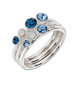 Picture of Ombre Blue And Opal SWAROVSKI Design Stacking Ring Set