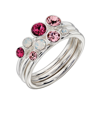 Picture of Ombre Pink And Opal SWAROVSKI Design Stacking Ring Set