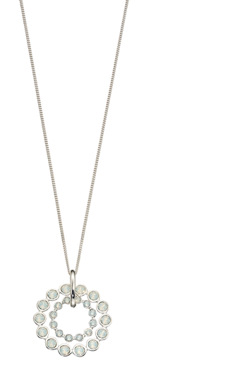 Picture of Opal Swarovski And Plain Silver Double Row Pendant
