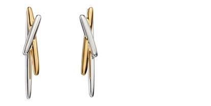 Picture of Mix Silver And Yellow Gold Plate Bar Earrings