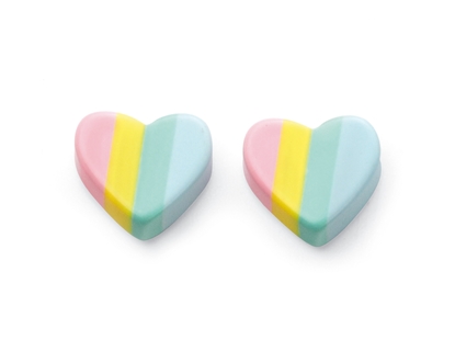 Picture of Pastel Stripe Resin Heart Studs