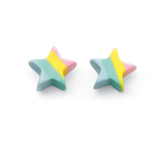 Picture of Pastel Stripe Resin Star Studs