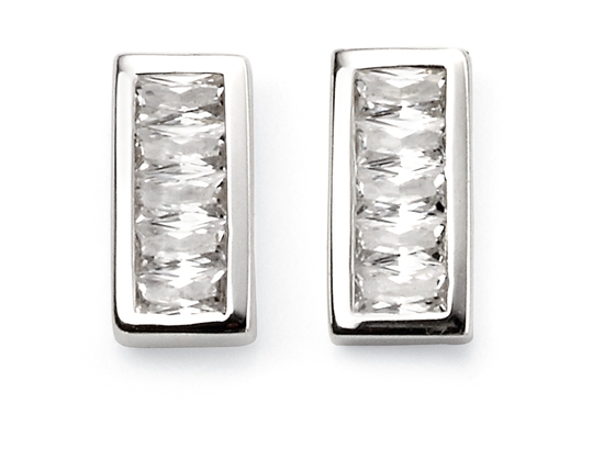 Picture of Channel Set CZ Bar Stud Earrings