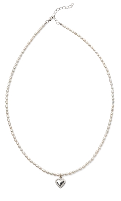 Picture of Rice Pearl Necklace With Heart Drop