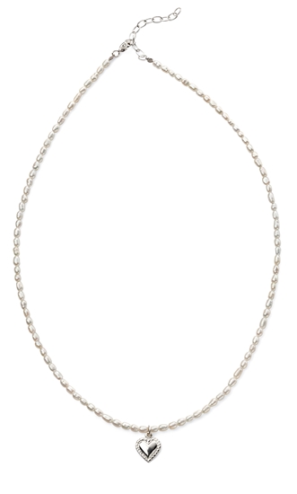 Picture of Rice Pearl Necklace With Heart Drop