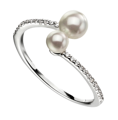 Picture of Double Pearl Ring With Micropave CZ Shank